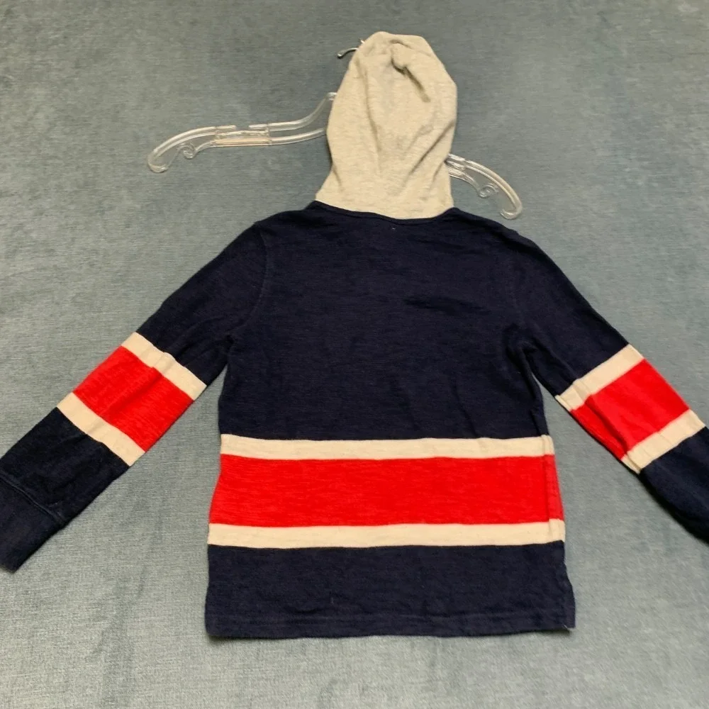 Gap Kids Hoodie Boys XS Multicolor Colorblock Henley Neck Side Slit High Low Hem